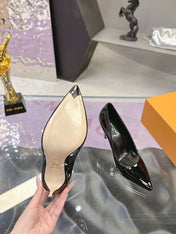 LV 26S POINTED TOE PUMPS 85MM IN BLACK PATENT CALFSKIN