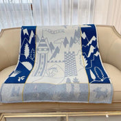 AVALON EPOPEE BLANKET 140 CM IN COBALT BLUE WOOL AND CASHMERE 415188