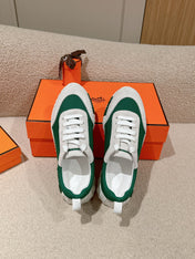 MAINLAND SNEAKER IN PALE GRAY SUEDE AND FOREST GREEN BREATHABLE MESH FABRIC