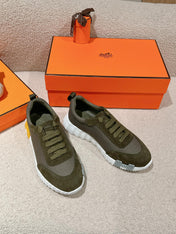 MAINLAND SNEAKER IN ARMY GREEN SUEDE AND BREATHABLE MESH FABRIC