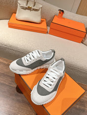 MAINLAND SNEAKER IN PALE GRAY SUEDE AND SMOKE GRAY BREATHABLE MESH FABRIC