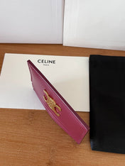 CELINE 25S CARD HOLDER WITH TRIOMPHE LOGO 11 IN OXBLOOD CALFSKIN