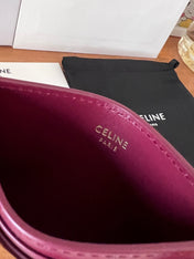 CELINE 25S CARD HOLDER WITH TRIOMPHE LOGO 11 IN OXBLOOD CALFSKIN