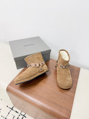 BALENCIAGA 25S ALASKA ANKLE BOOTS IN LIGHT BROWN SUEDE AND LAMBSKIN