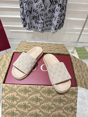 GG SLIDES IN NUDE BEIGE SUEDE WITH EMBOSSED LOGO STYLE 2
