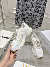 DIOR 25S MILE SERIES SNEAKERS 45MM IN WHITE CALFSKIN AND SHEARLING