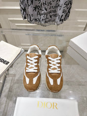 DIOR 25S C'EST DIOR SNEAKER IN WHITE HAZELNUT CALFSKIN AND SUEDE