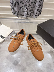 PRADA 26S COLLAPSE SNEAKERS IN CARAMEL BROWN CANVAS