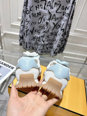 FENDI 26S SNEAKERS IN CREAM WHITE FABRIC AND SUEDE