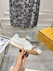 FENDI 26S SNEAKERS IN CREAM WHITE FABRIC AND SUEDE
