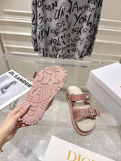 DIOR 26S SLIDES IN NUDE PINK CANVAS
