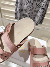 DIOR 26S SLIDES IN NUDE PINK CANVAS