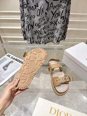 DIOR 26S BUCKLE SANDALS IN CAMEL BEIGE CANVAS