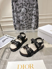 DIOR 26S BUCKLE SANDALS IN BLACK CANVAS