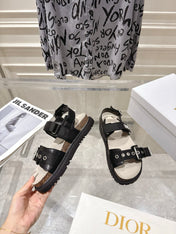 DIOR 26S BUCKLE SANDALS IN BLACK CANVAS