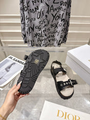 DIOR 26S BUCKLE SANDALS IN BLACK CANVAS