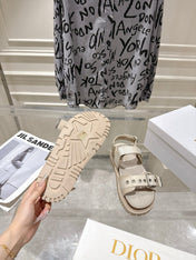 DIOR 26S BUCKLE SANDALS IN BEIGE CANVAS