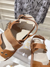 DIOR 26S BUCKLE SANDALS IN BROWN CANVAS