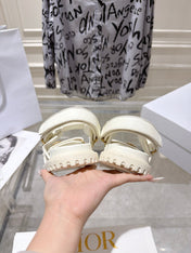DIOR 26S VELCRO SANDALS IN OFF WHITE CALFSKIN