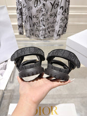DIOR 26S VELCRO SANDALS IN BLACK OBLIQUE CANVAS