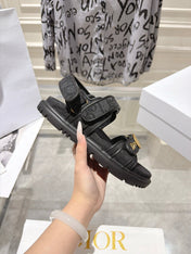 DIOR 26S VELCRO SANDALS IN BLACK OBLIQUE CANVAS