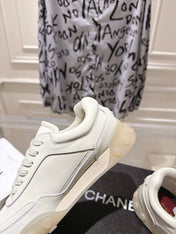 CHANEL 26S LACE UP SNEAKERS IN WHITE CALFSKIN ROUND TOE