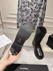 CHANEL 26S MID CALF BOOTS 30 MM IN BLACK CALFSKIN