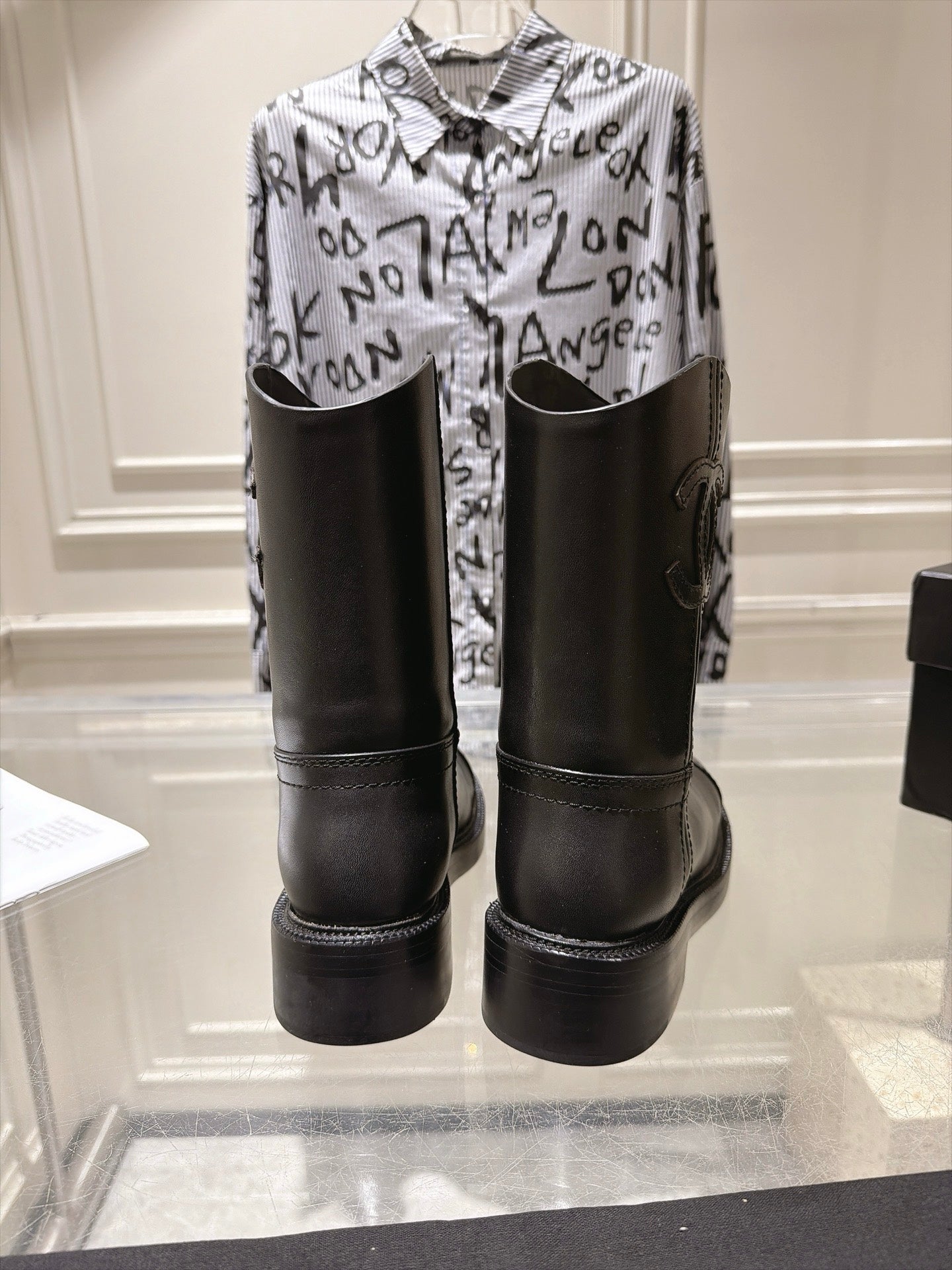 CHANEL 26S MID CALF BOOTS 30 MM IN BLACK CALFSKIN