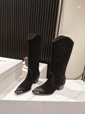 CELINE 25S HIGH BOOTS FOR FALL AND WINTER 45MM IN BLACK SUEDE