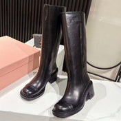 MIUMIU 26S HIGH-ANKLE BOOTS 50MM IN BLACK GLOSSY CALFSKIN