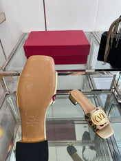 VLTN HIGH HEEL 25S 30 MM IN BEIGE FABRIC AND GOLD LAMBSKIN WITH EMBROIDERED CHERRY MOTIF