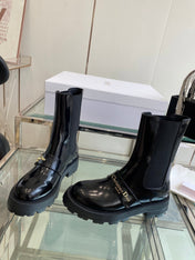 DIOR 25S D-QUEST ANKLE BOOT 35MM IN BLACK GLOSSY CALFSKIN GOLD HARDWARE