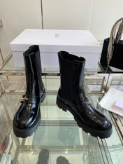 DIOR 25S D-QUEST ANKLE BOOT 35MM IN BLACK GLOSSY CALFSKIN GOLD HARDWARE