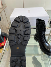 DIOR 25S D-UNIT ANKLE BOOT IN BLACK QUILTED CANNAGE CALFSKIN