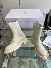 DIOR 25S D-QUEST ANKLE BOOT 35MM IN WHITE CALFSKIN GOLD HARDWARE