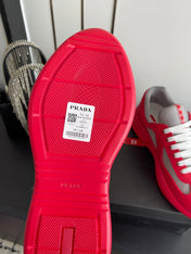 PRADA 26S AMERICA CUP SNEAKERS IN RED SOFT RUBBER AND BIKE FABRIC