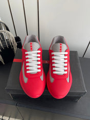 PRADA 26S AMERICA CUP SNEAKERS IN RED SOFT RUBBER AND BIKE FABRIC