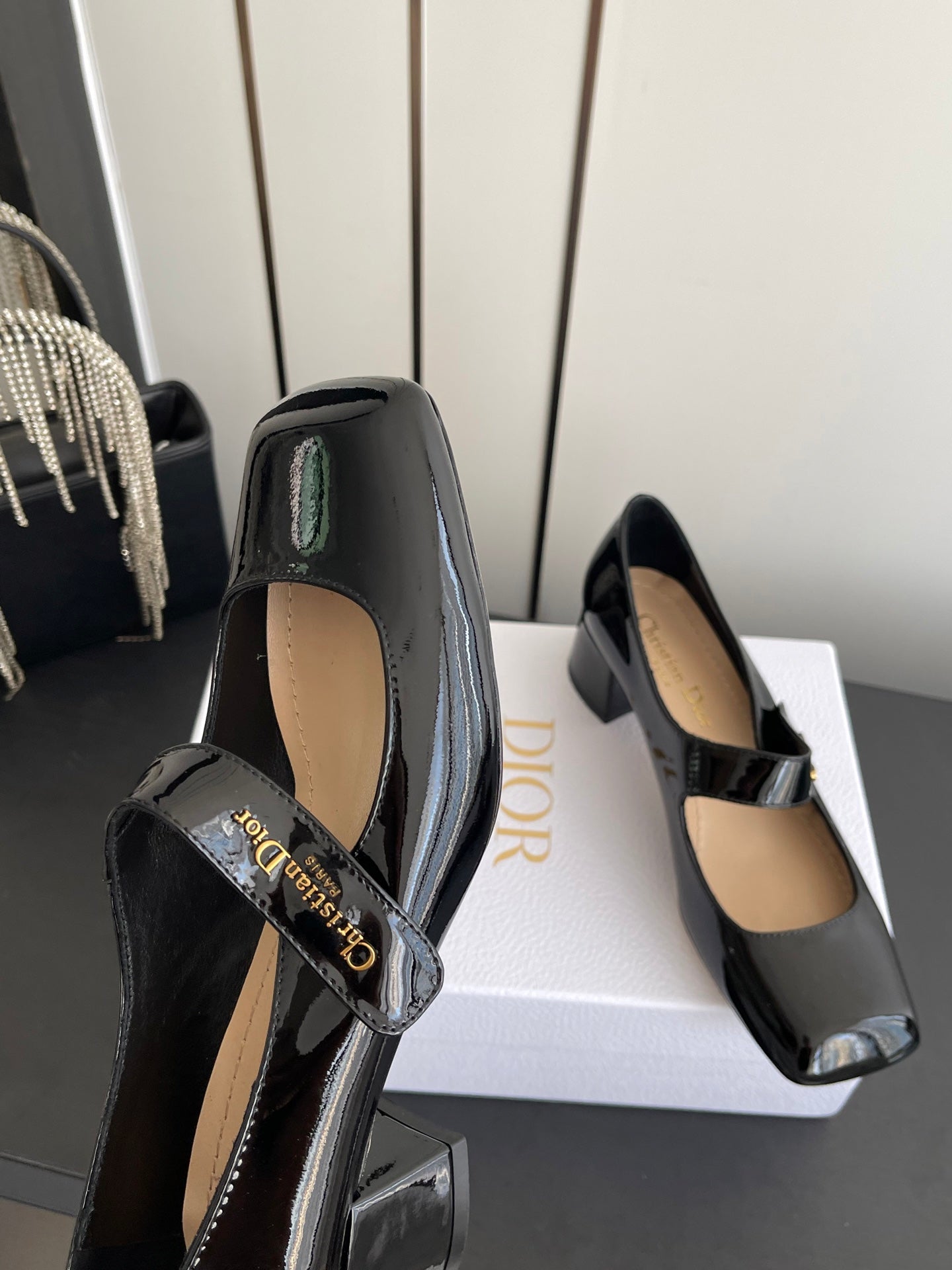 DIOR 26S MARY JANE 45 MM IN BLACK GLOSSY CALFSKIN