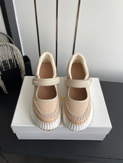 CHLOE 26S MARY JANE SNEAKERS IN BEIGE CALFSKIN