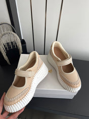 CHLOE 26S MARY JANE SNEAKERS IN BEIGE CALFSKIN