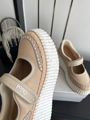 CHLOE 26S MARY JANE SNEAKERS IN BEIGE CALFSKIN