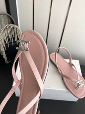 CELINE 26S THONG SANDALS IN LIGHT PINK CALFSKIN