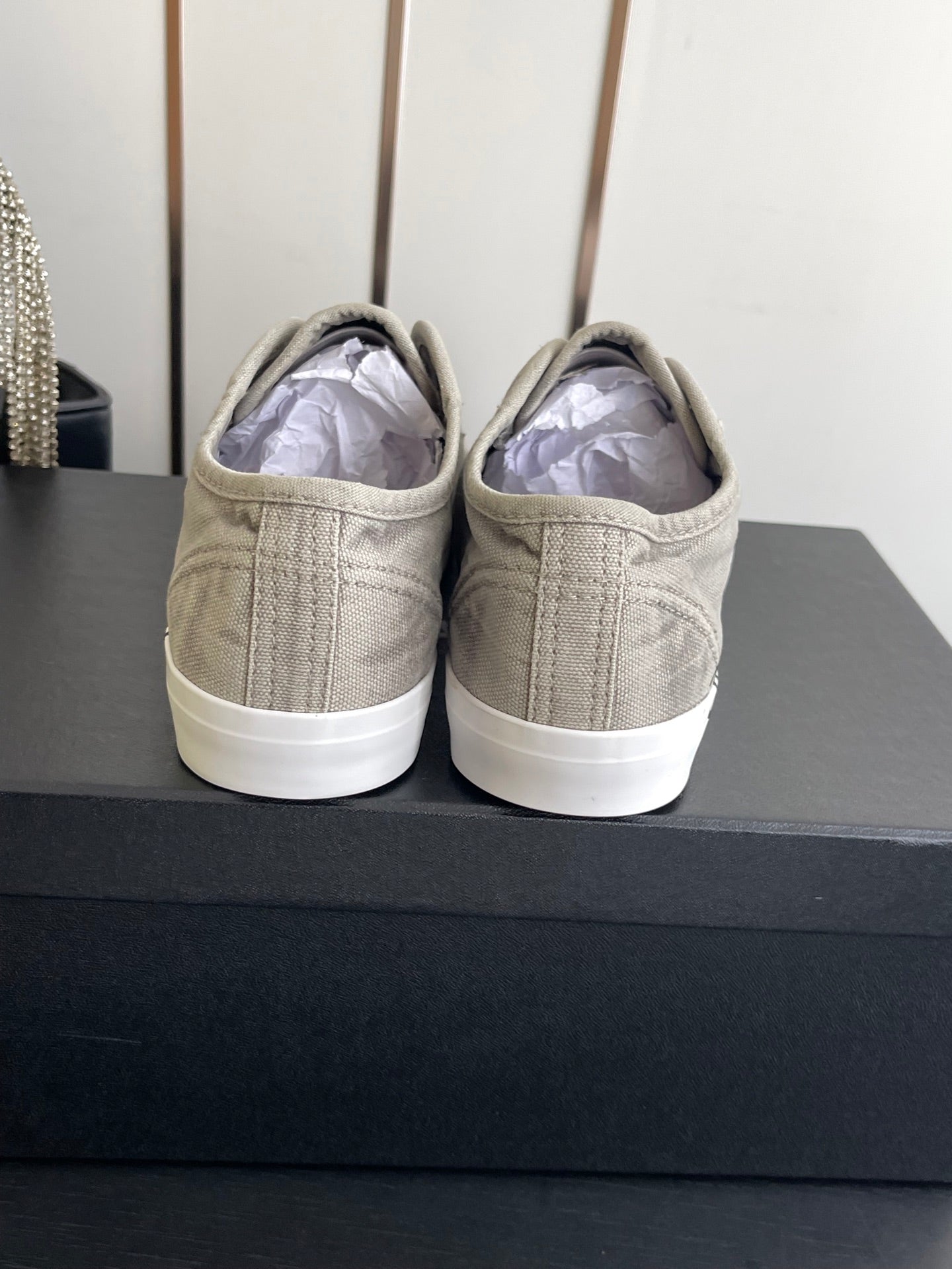 CHANEL 26S LOW TOP SNEAKERS IN GREY CANVAS