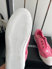 CHANEL 26S LOW TOP SNEAKERS IN LINK PINK FRAYED CANVAS