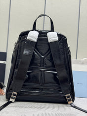 PRADA 25S BACKPACK 45 IN BLACK GLOSSY CALFSKIN SILVER HARDWARE
