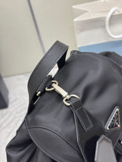PRADA 25S MEDIUM RE-NYLON BACKPACK 39 IN BLACK WITH POUCH