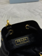 PRADA 25S MINI POUCH 12 IN BLACK VELVET GOLD HARDWARE