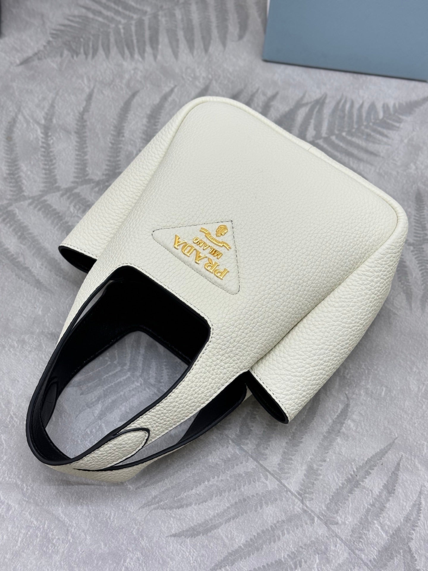 PRADA 25S TOTE MINI BAG 18 IN IVORY CALFSKIN GOLD HARDWRE