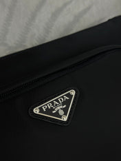 PRADA 25S MEDIUM MESSENGER BAG 35 IN BLACK RE-NYLON AND CALFSKIN