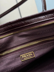 PRADA 25S BONNIE MEDIUM HANDBAG 32 IN BURGUNDY GLOSSY CALFSKIN